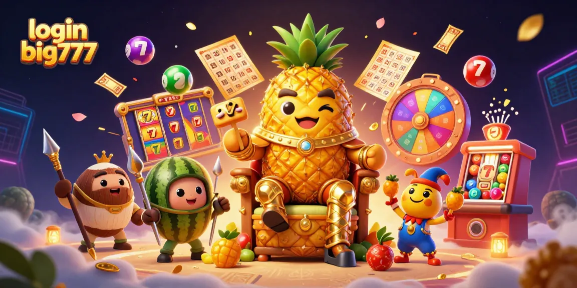 Experience exciting wins with login big777 as vibrant slot machines and lottery balls animate the scene