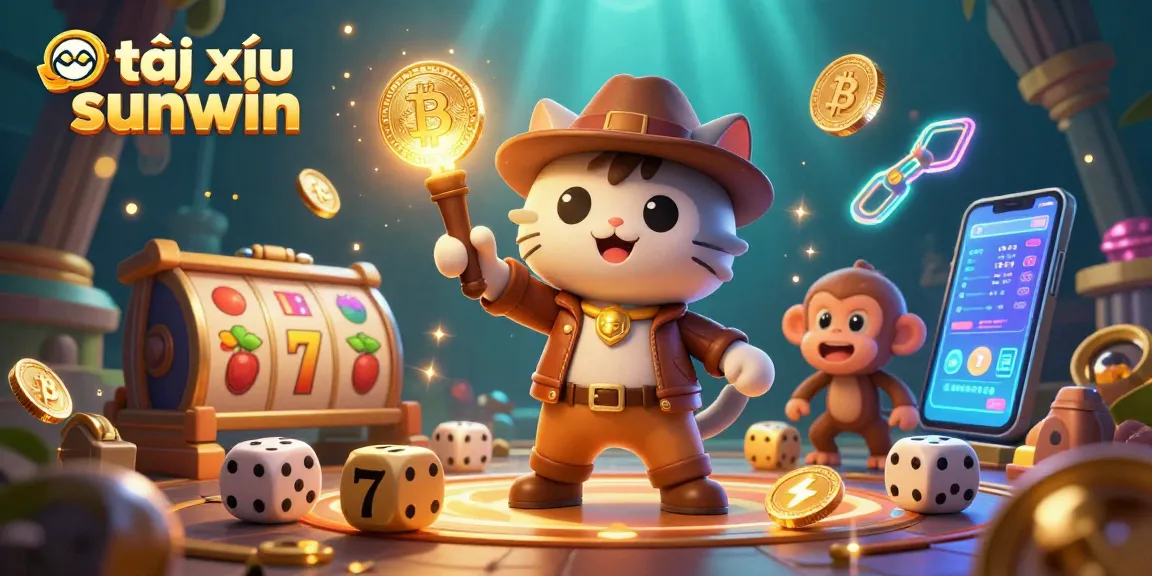 Experience the excitement of tài xỉu sunwin with this vibrant 3D gaming adventure illustration.