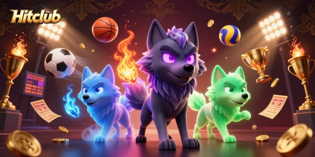 Experience thrilling wins at Hitclub with dynamic sports elements and captivating wolf characters.