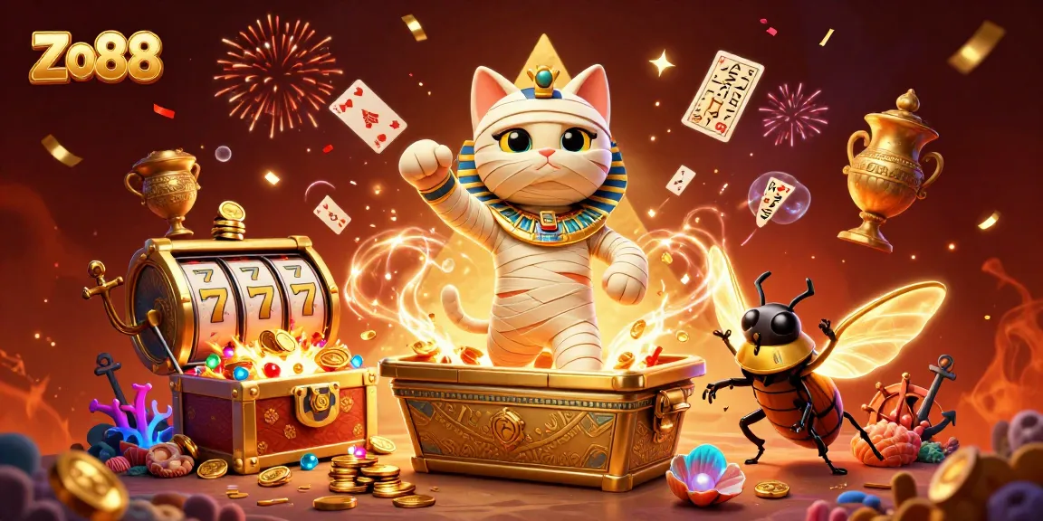 Experience thrilling casino action with Zo88 in a vibrant 3D illustration featuring exciting game elements.