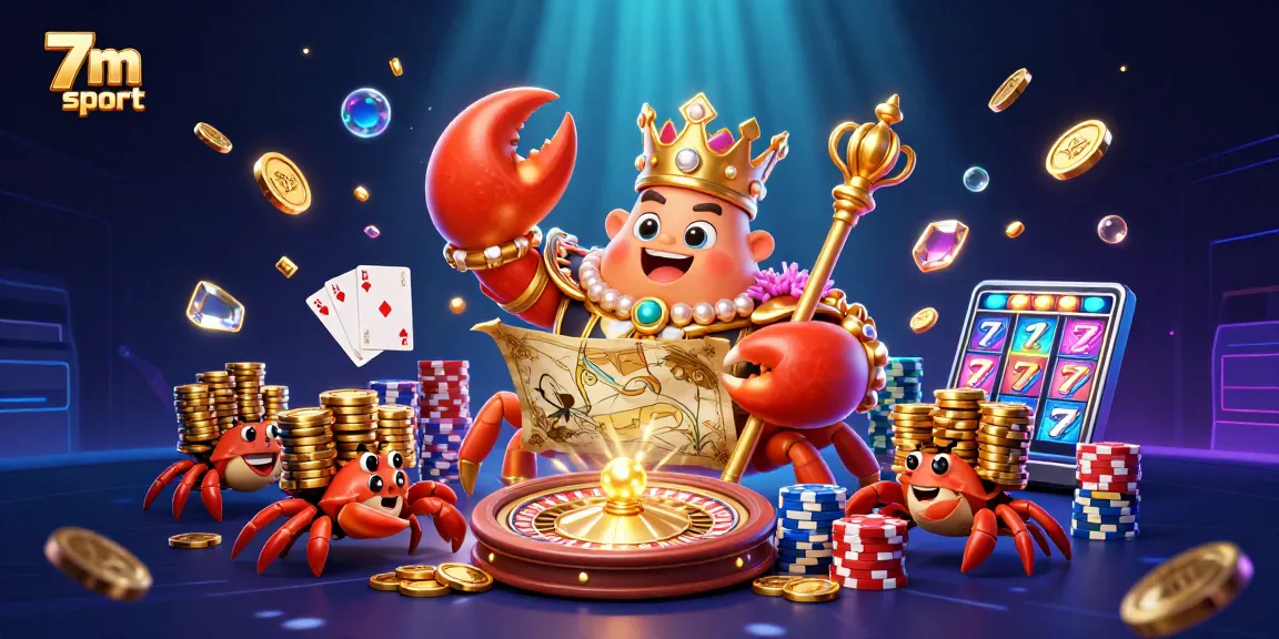 Experience vibrant 7m sport action with golden crab emperor amidst dazzling casino elements.