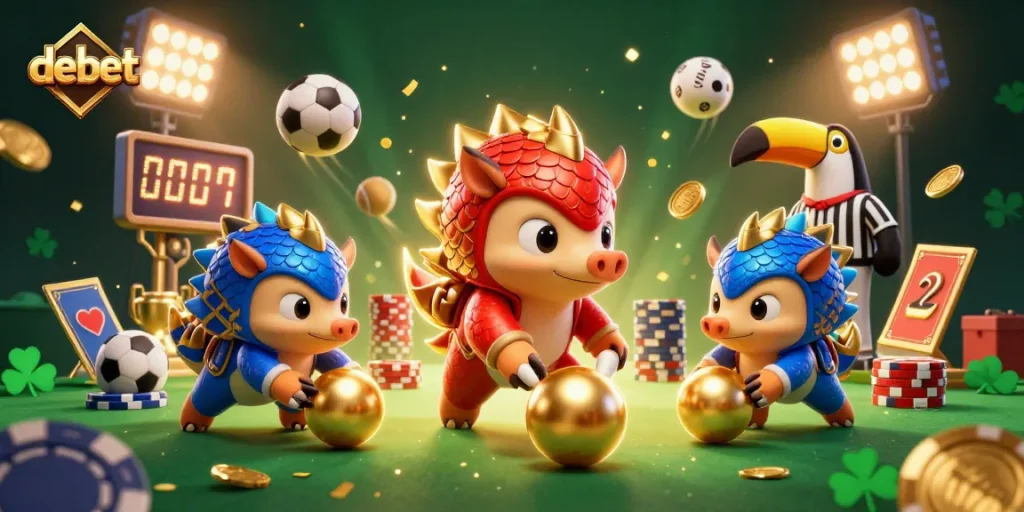 Experience thrilling sports betting action with debet featuring cartoon pangolins and dynamic gaming elements.