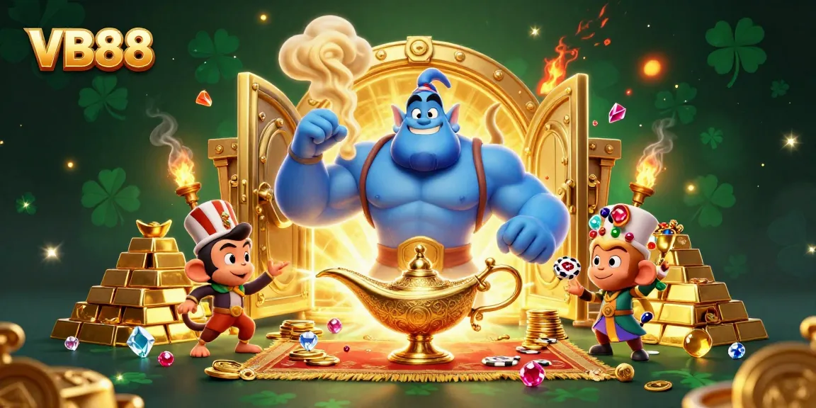 Experience the excitement of VB88 casinos with vibrant, dynamic gaming elements in this rich illustration.