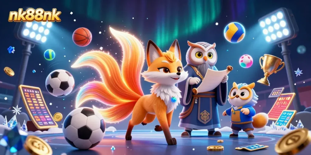 Engage with thrilling nk88nk gaming experiences in this vibrant casino illustration.