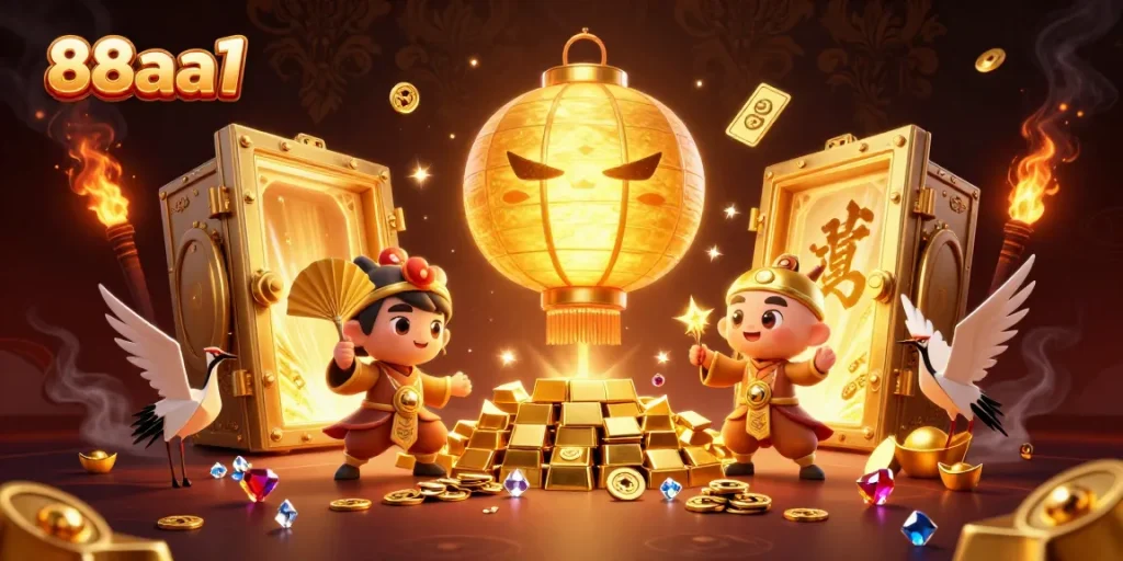 Experience thrilling gaming at 88aa1 with golden lantern spirit and treasures lighting up the night.
