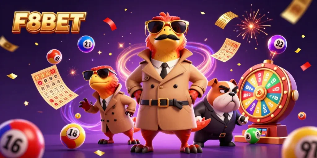 Experience excitement with F8BET as three raptors sneak into a casino lounge.