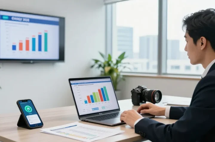 Exploring who are the big 6 energy suppliers in a modern office setting with energy comparison graphs and analytics.